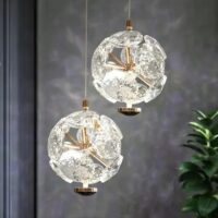 LED Clear Crystal Flower Pendant Ceiling Lamp | Elegant Hanging Light