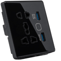 Black Smart Single Socket with USB and Type C