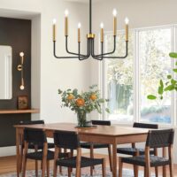 Modern Farmhouse Chandelier | 6 Lights Chandelier Light Fixture Adjustable Height