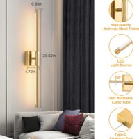 Gold  LED Rechargeable Sconces  | Wireless Wall Lights for Bedroom |Living Room