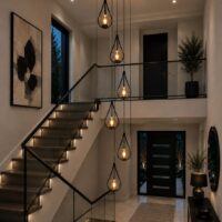 Teardrop Black Staircase Chandelier