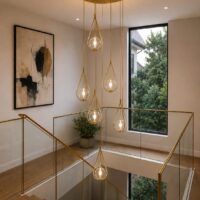 Tear Drop Gold Staircase Chandelier