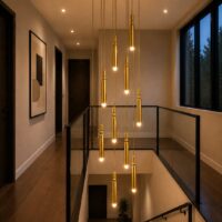 Gold Spotlight Staircase Chandelier