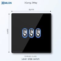 3gang 2 way Toggle Black Tempered Glass Socket Wall Switches |Toggle Luxury Switches & Sockets