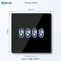 4gang 2 way Toggle Black Tempered Glass Socket Wall Switches |Toggle Luxury Switches & Sockets