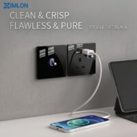 Single Universal plug Type C USB Toggle Black Tempered Glass Socket |Toggle Luxury Sockets