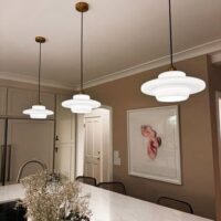 Mid-Century Modern Bauhaus Milk Glass Pendant Light