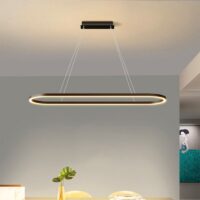 modern Black oval LED linear pendant light (chandelier) for the dinning area