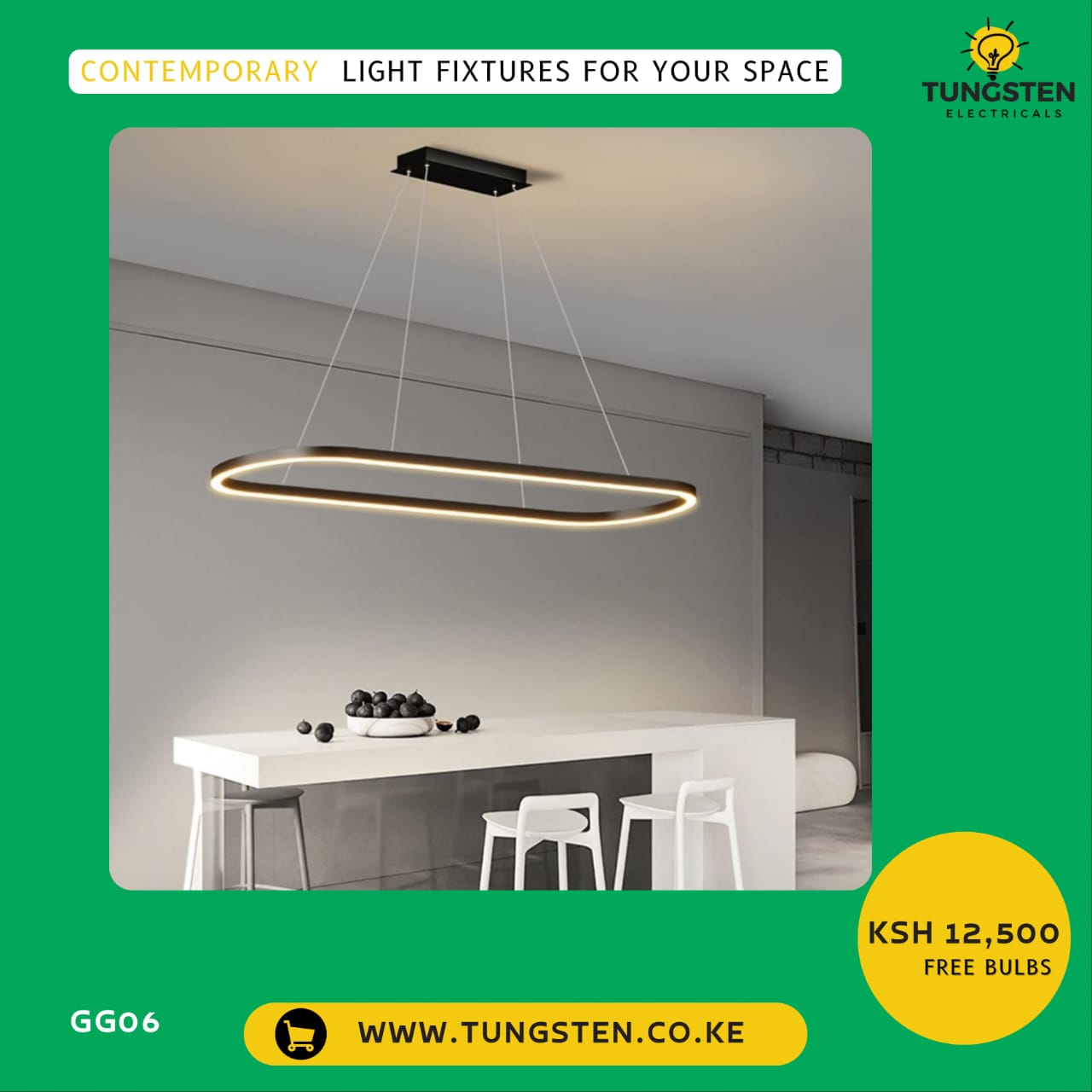 modern Black oval LED linear pendant light (chandelier) for the dinning area - Image 3