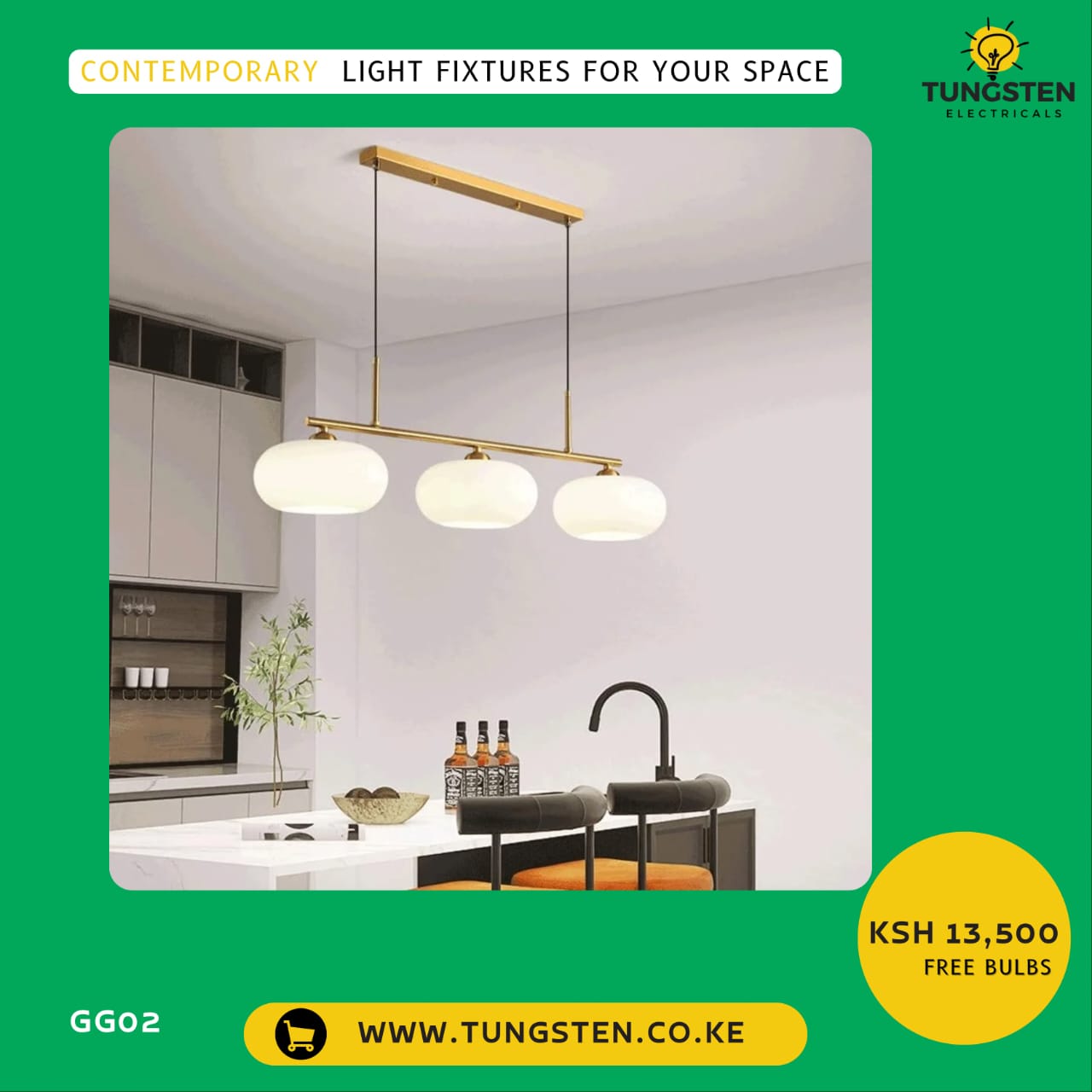 Modern Mid-Century Gold 3-Light Milk Glass Linear Pendant [Chandelier). - Image 6