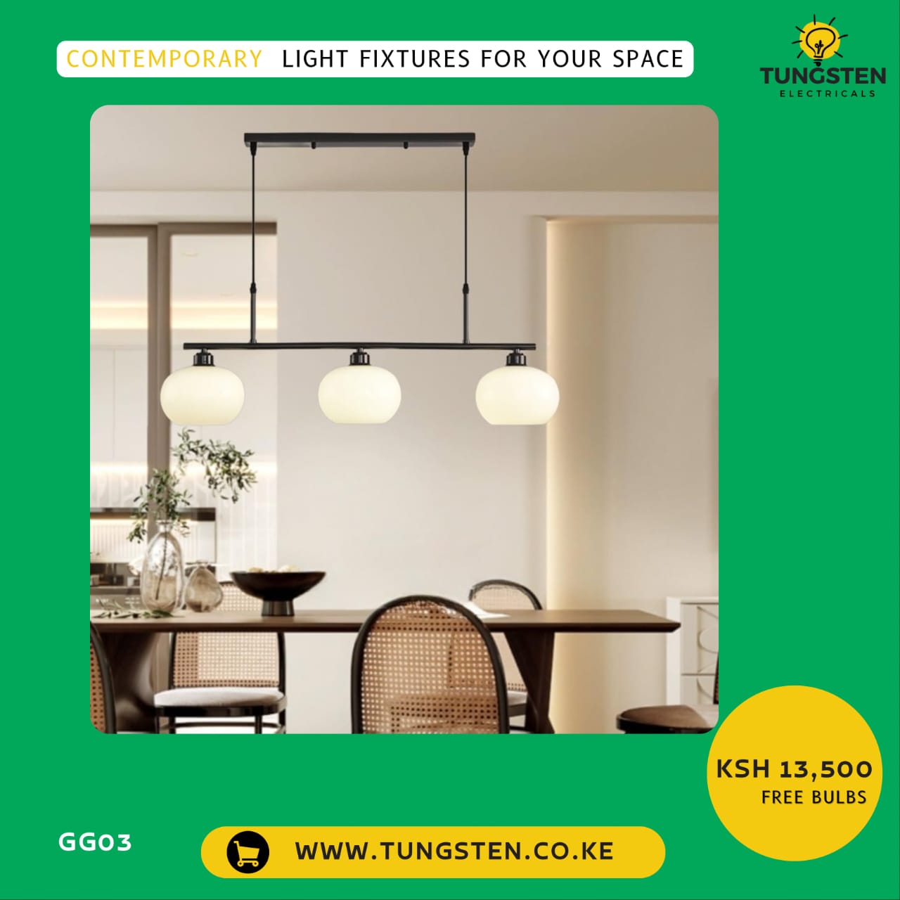 Modern Mid-Century Black 3-Light Milk Glass Linear Pendant [Chandelier). - Image 2