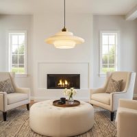 Mid-Century Modern Bauhaus Milk Glass Pendant Light
