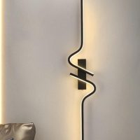 Minimalist Long Strip Wall Sconce Black Led Linear Wall Lamp for Living Room.