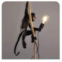Monkey Hemp Rope Black LED Chandeliers .