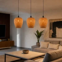 Bamboo Lamp Shade,Hand-Woven Bamboo Rattan Hanging Light Shade