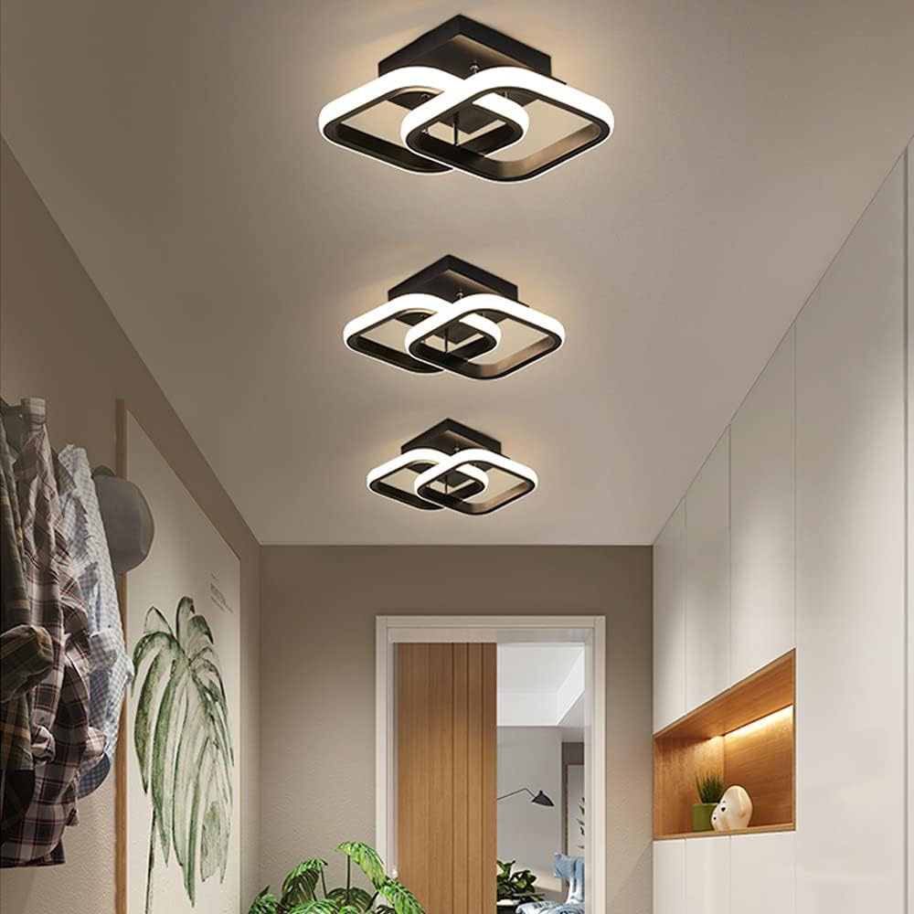 22W Black Small Ceiling Lamp for Entrance Hallway