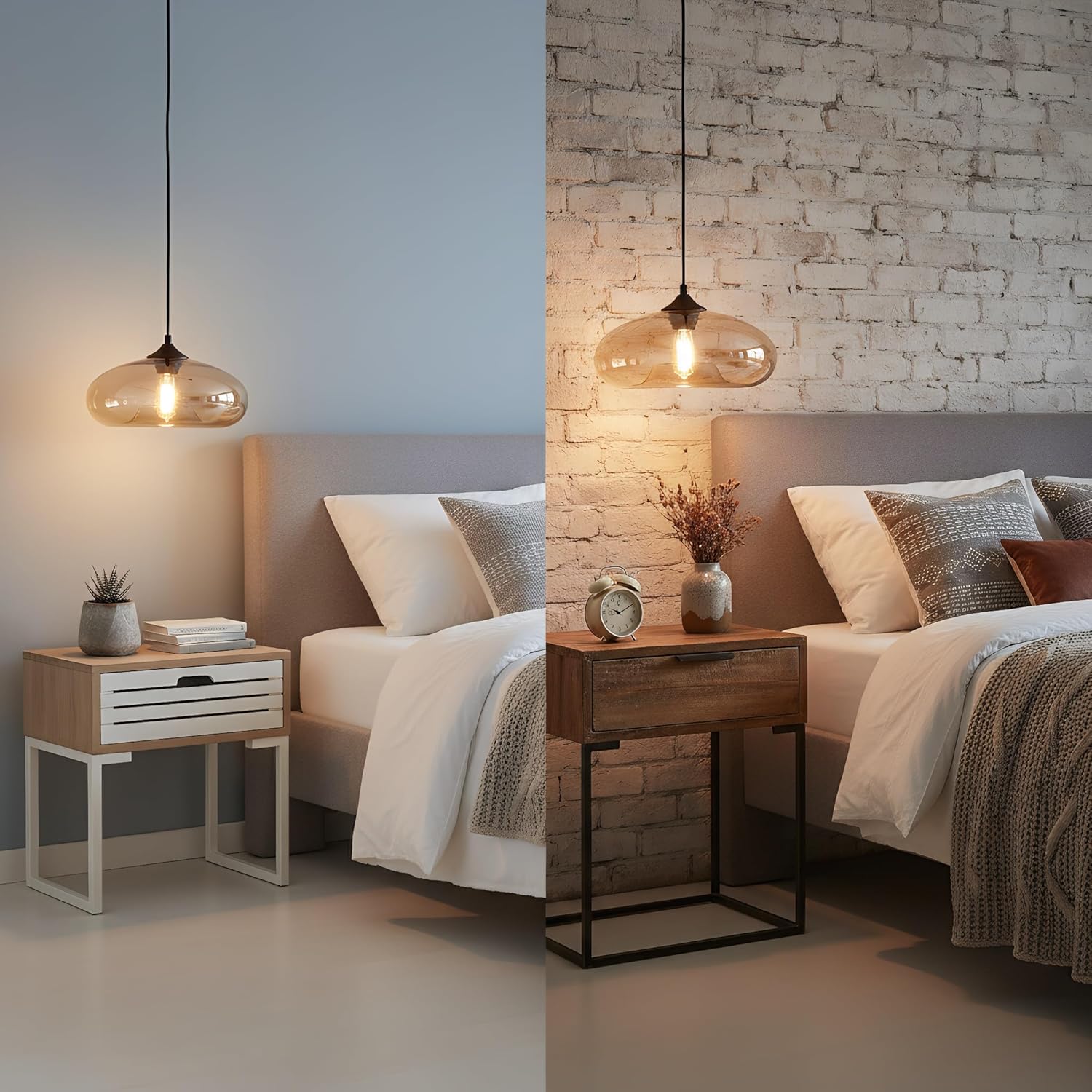 28cm Amber Glass Lampshade | Industrial Vintage Loft Bar E27 Ceiling Hanging Lamp for Kitchen and Dining Room - Image 4