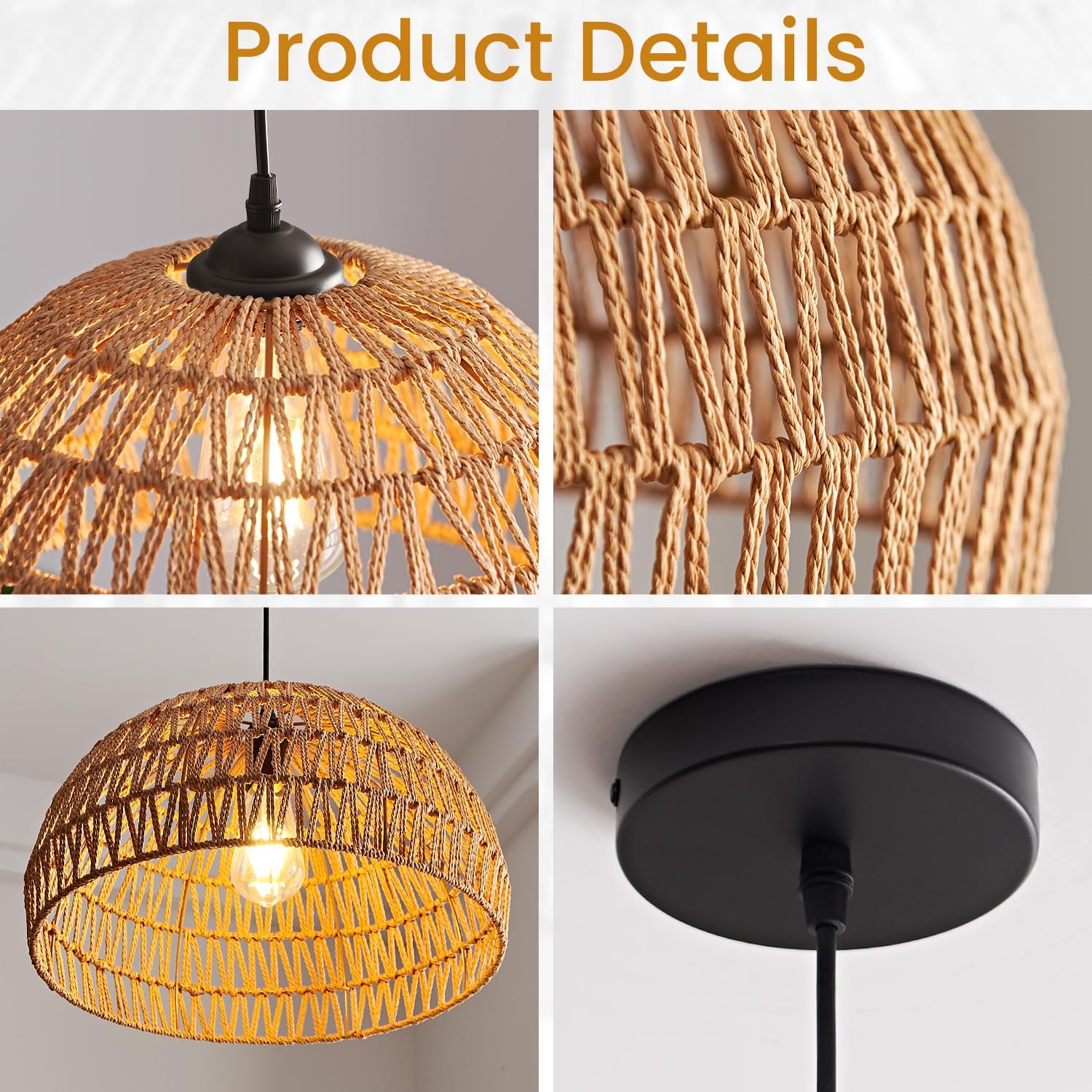 Farmhouse Industrial Boho Ceiling Light Fixture for Living Room Kitchen Island - Image 4