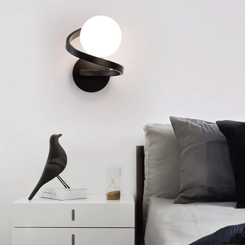 Spherical Wall Lamp, Spiral Metal Wall Light with Glass Ball Lampshade - Image 2