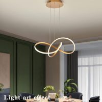 Gold Minimalistic LED 2 Ring Round Black Chandelier