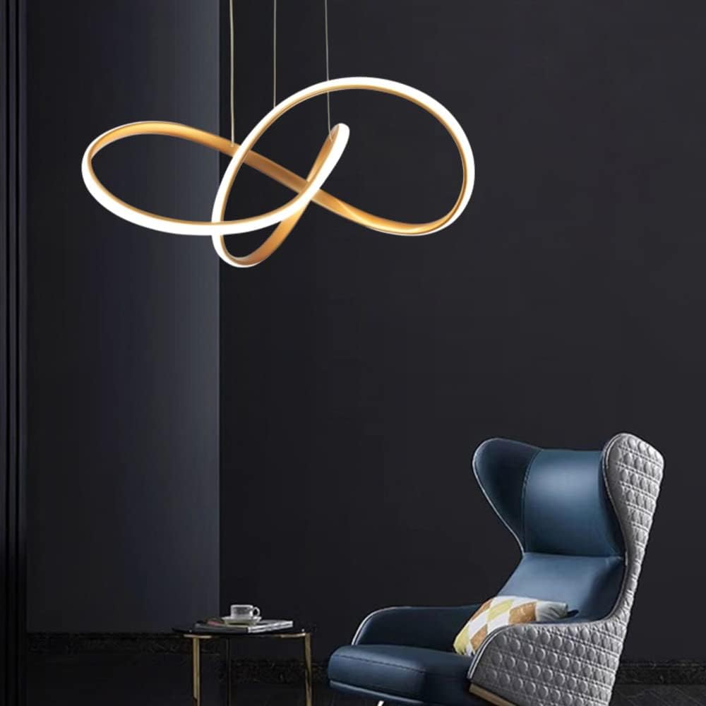 Gold Minimalistic LED 2 Ring Round Black Chandelier - Image 6