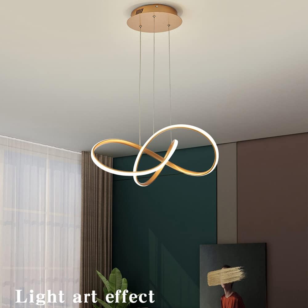 Gold Minimalistic LED 2 Ring Round Black Chandelier - Image 5