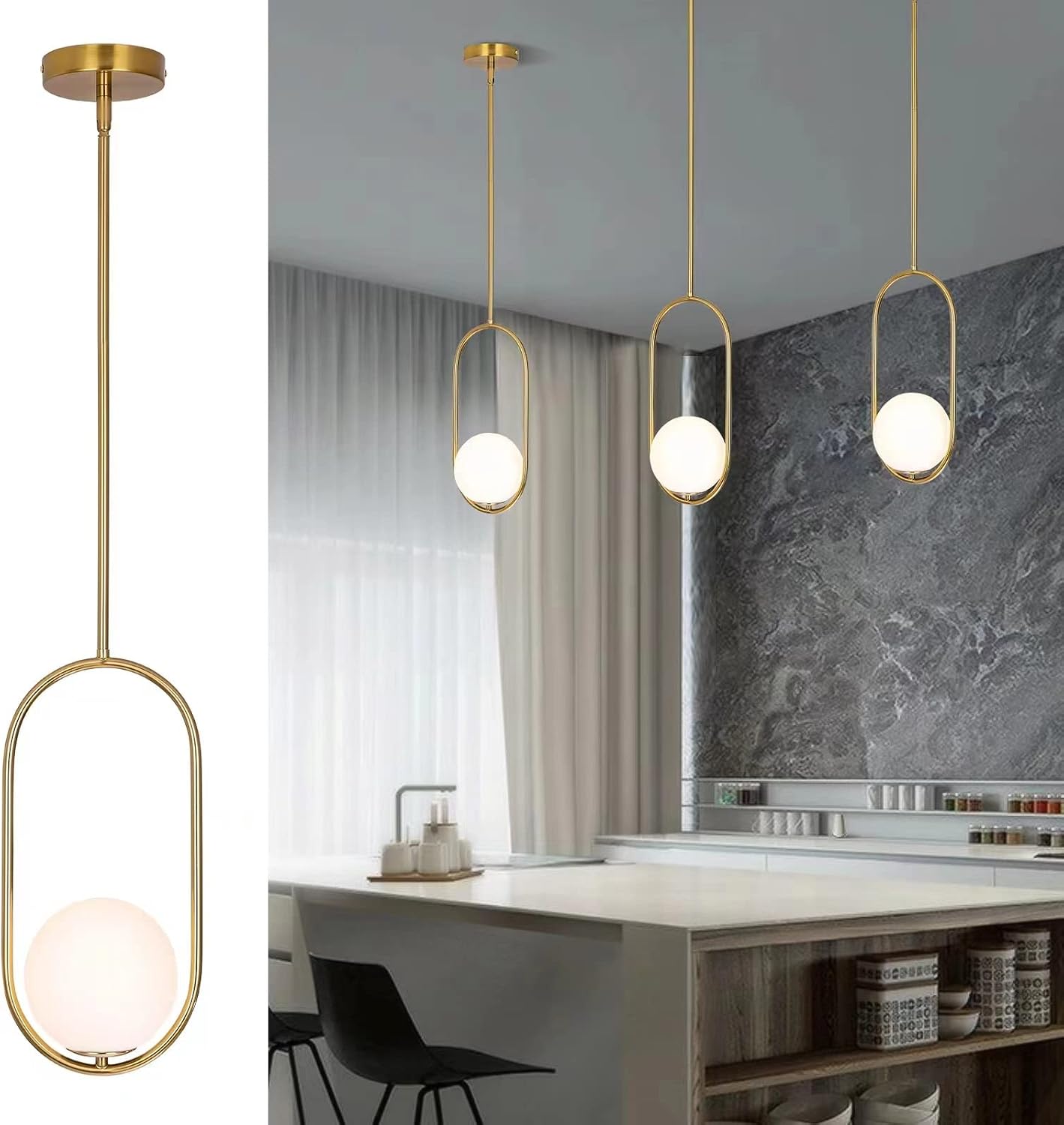 Black Nordic Glass Pendant Light - Image 5
