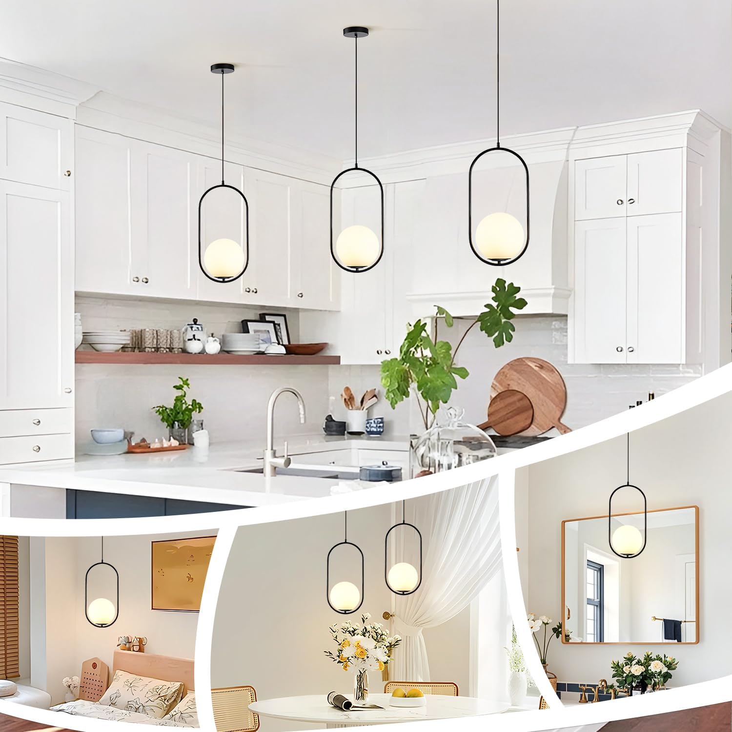 Black Nordic Glass Pendant Light - Image 6