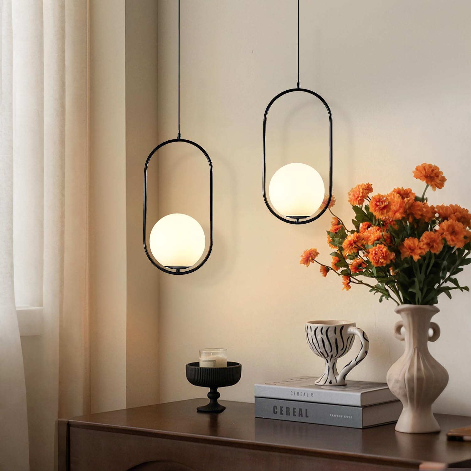 Black Nordic Glass Pendant Light